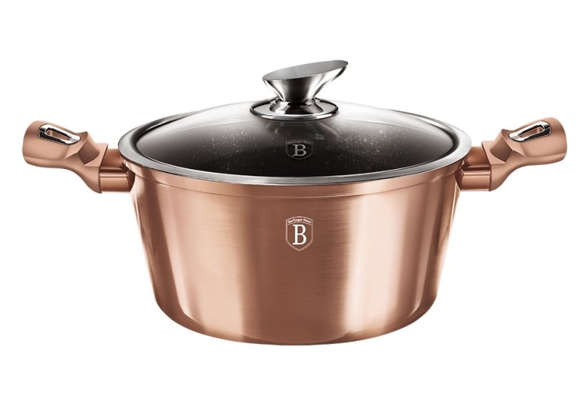 Caserolă cu suprafață din marmură și capac 28 cm Rosegold Metallic Line
