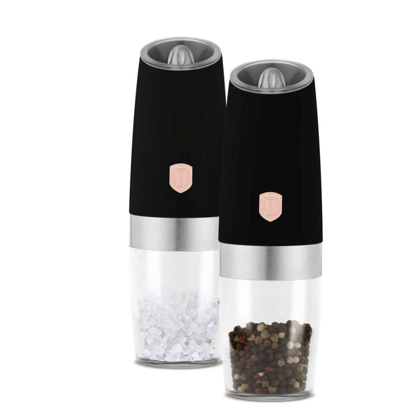 Mlýnek na pepř a sůl s gravitačním mechanismem sada 2 ks Black Rose Collection