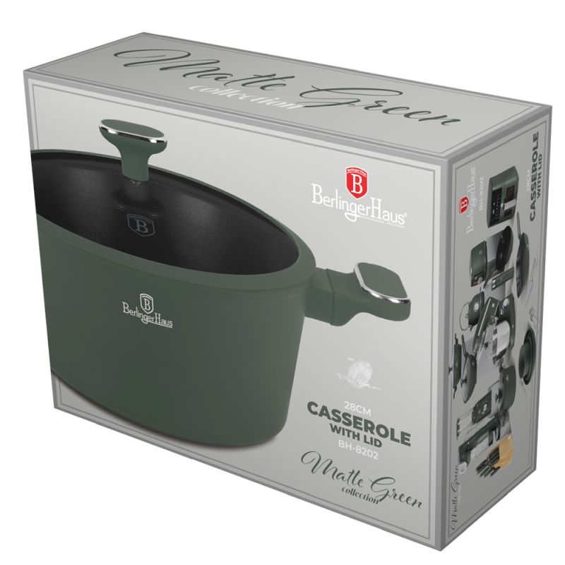 Kastrol s titanovým povrchem a poklicí 28 cm Matte Green Collection
