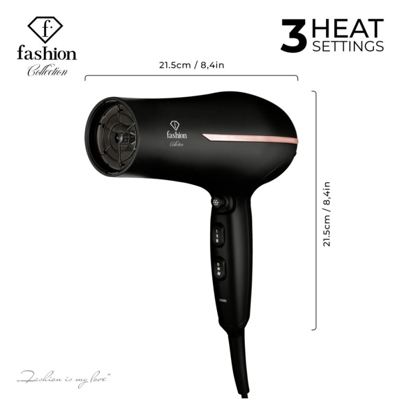 Profesionálny fén na vlasy s difúzorom a ionizátorom 2300 W, kolekcia Black Rose