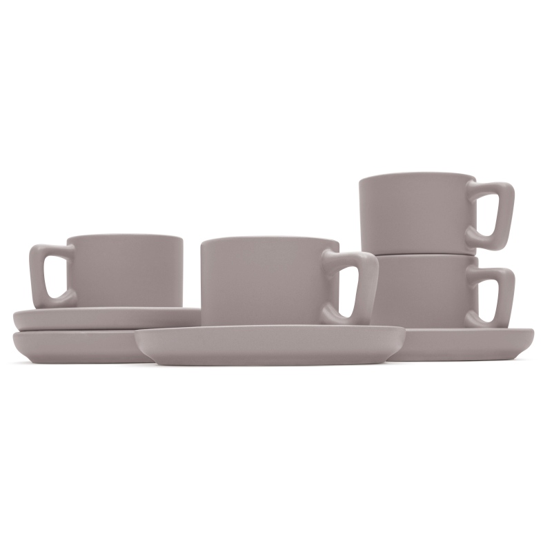 Sada hrnků na espresso s podšálkem 8 ks 100 ml Taupe Collection