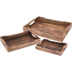 Podnos servírovacia z mangového dreva sada 3 ks