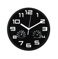 Ceas de perete cu termometru si higrometru 25 cm negru Ceas de perete cu termometru si higrometru 25 cm negru