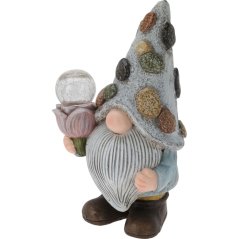 Zahradní dekorace trpaslík a solární lampa 33,5 cm tulipán