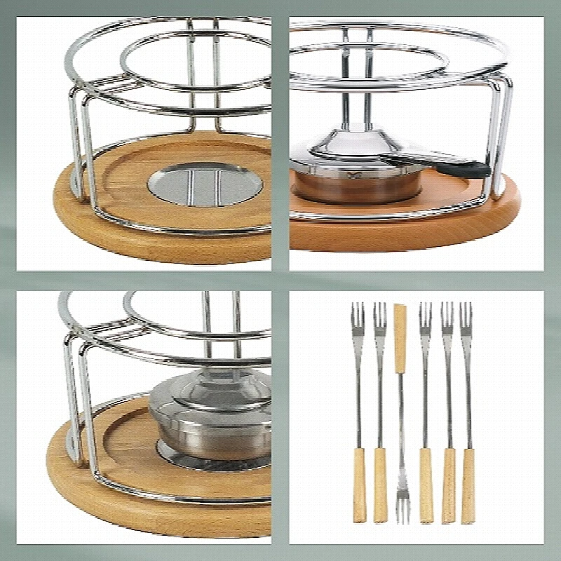 Sýrové fondue NATURA keramika, nerez, chrom, dřevo