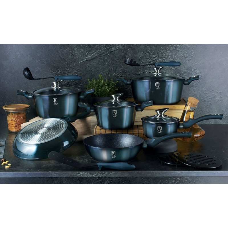 Súprava riadu s mramorovým povrchom 10 ks Aquamarine Metallic Line