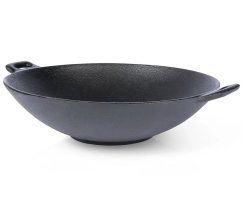 WOK asiatic din fontă pentru aragaz, grătar și foc 31 x 8,5 cm