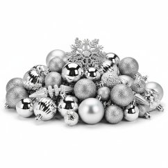Set de adornos navideños 57 piezas plata