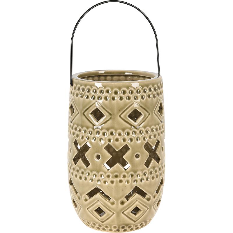 Lampă ceramică 23 cm cu mâner verde