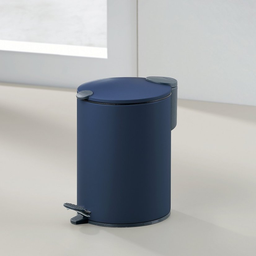 Kosmetický koš Mats kovový tmavě modrý s tichým zavíráním 24,5 cm 17 cm průměr 3 l