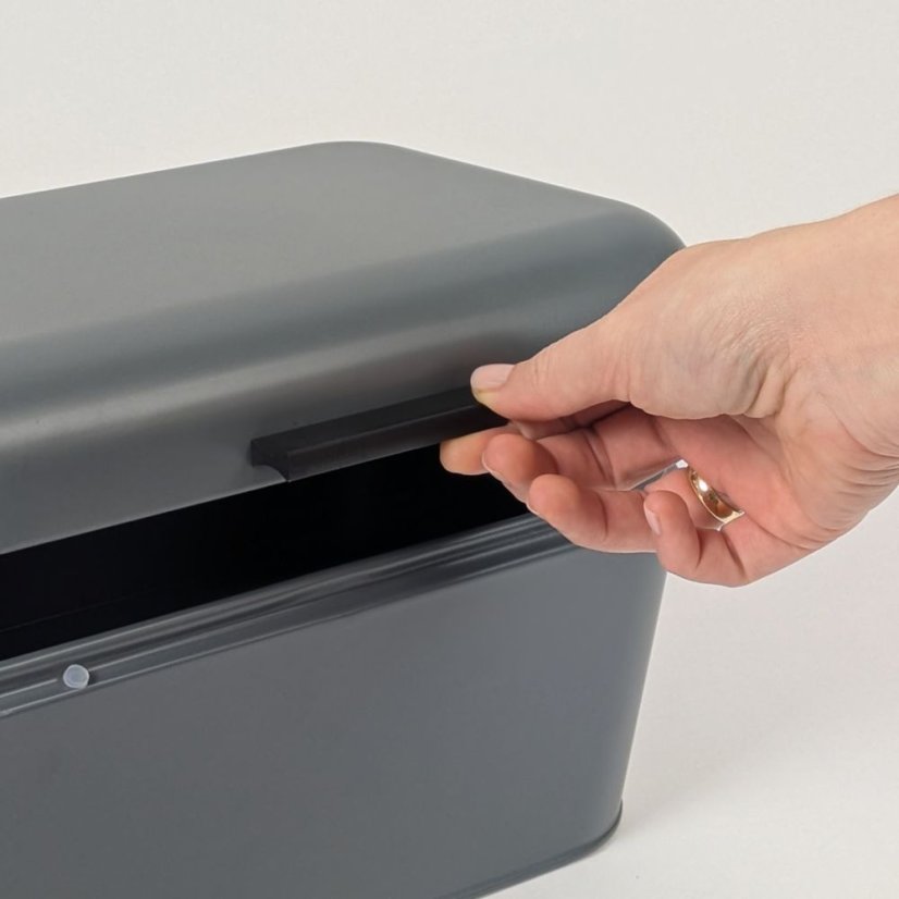 Dóza na chlieb Frisca kovová, sivá 30x18x16,5 cm