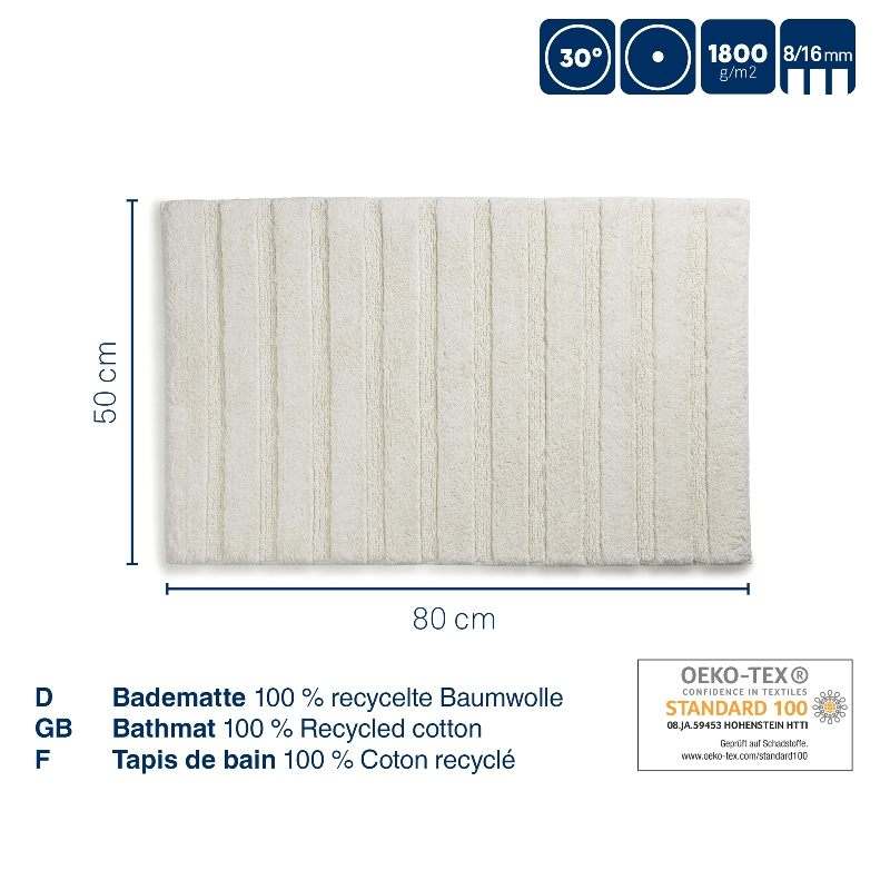 Alfombra de baño Megan 100% algodón azul humo 80,0x50,0x1,6cm
