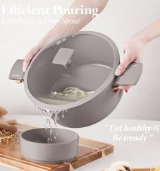 Caserolă cu suprafață din titan și capac 24 cm Taupe Collection