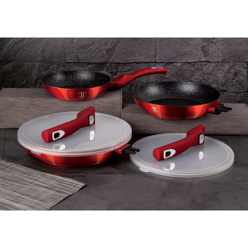 Tigaie cu maner detasabil + capac Burgundy Metallic Line 24 cm