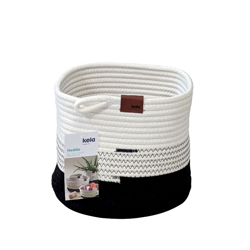 Košík Hedda 23 cm směs bavlna/polyester bílo-černá