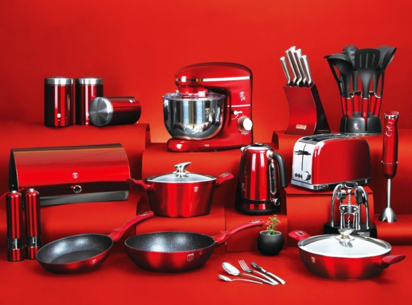 Set de tacamuri cu suprafata de marmura de 15 bucati Burgundy Metallic Line