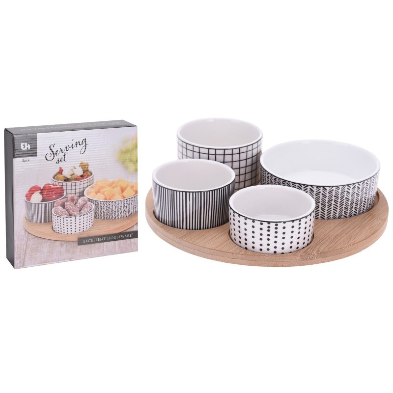 Boluri de servire cu tavă rotundă set de 5 buc