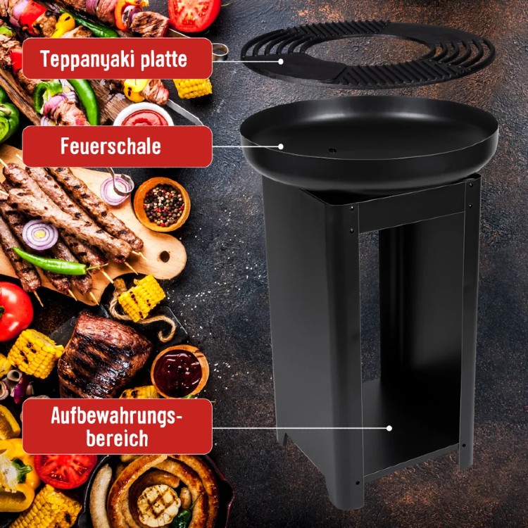 Přenosné zahradní ohniště s grilem a stojanem TEPPANYAKI
