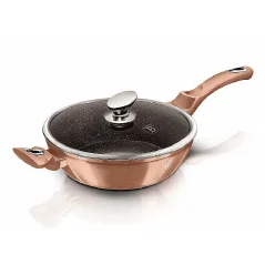 Pánev hluboká s mramorovým povrchem a poklicí 28 cm Rosegold Metallic Line