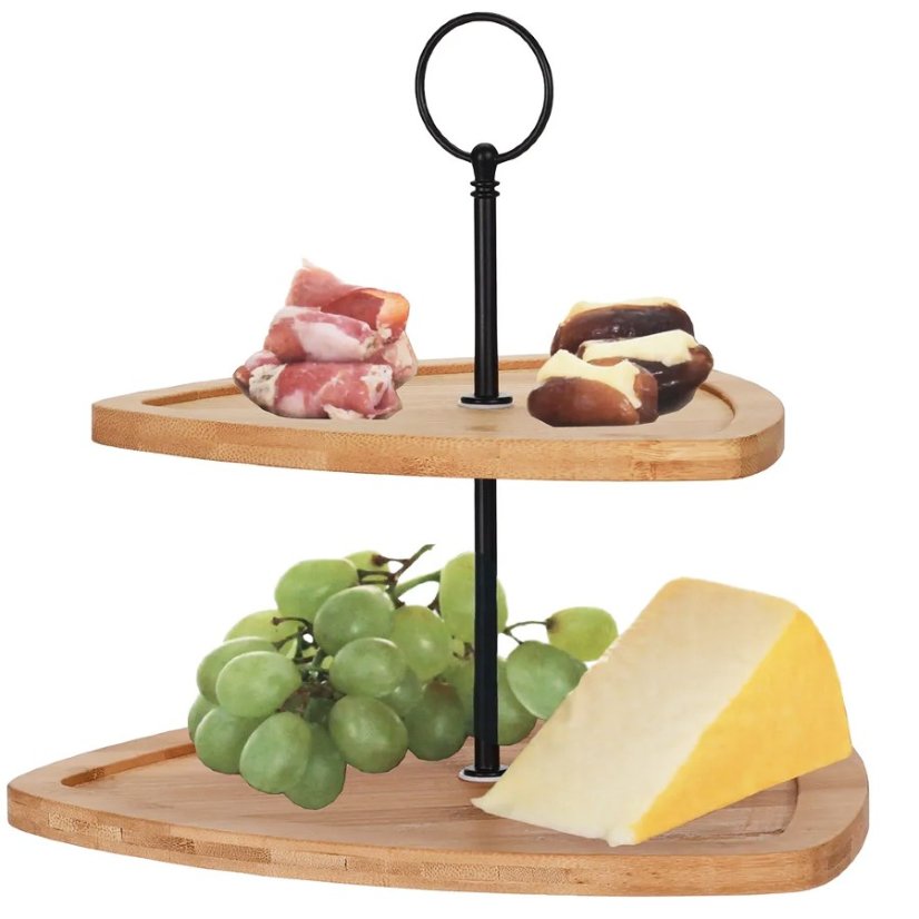 Etažér drevený 2 poschodia trojuholník 23,5 cm