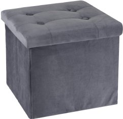 Taburet s úložným prostorem VELVET 38 x 38 cm šedá