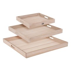 Juego de bandejas para servir 3 piezas natural