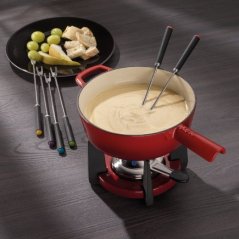 Sada na sýrové fondue litinová CALIDO 1,8 l červená
