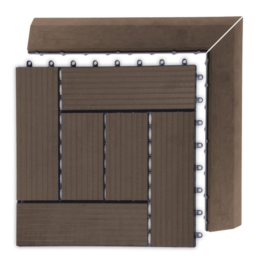 Bandă de tranziție G21 Teak indian pentru plăci WPC, colț 38,5 x 7,5 cm (dreapta)