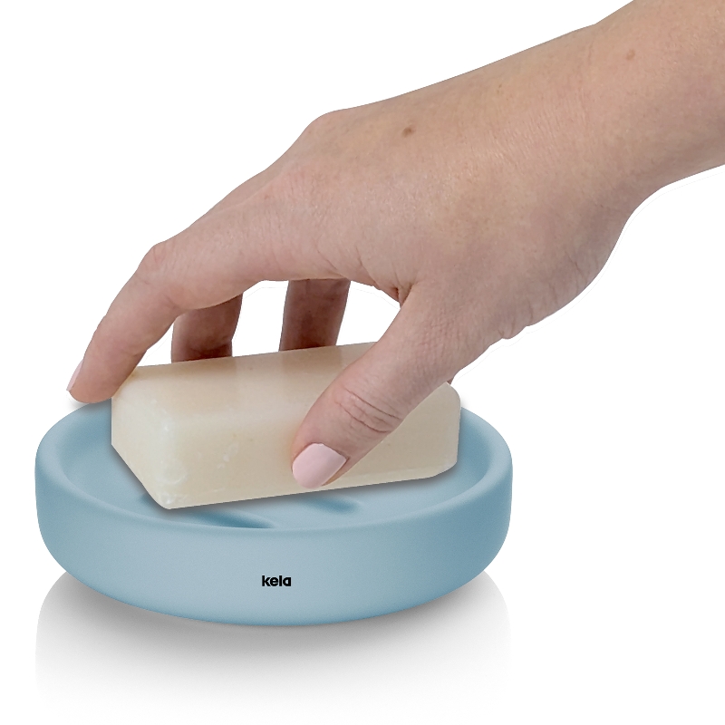 Keramická mýdlenka Sana frostově modrá 3 cm 11,5 cm průměr