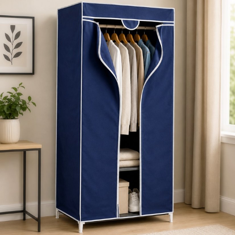 Armario textil 75x50x160cm azul oscuro