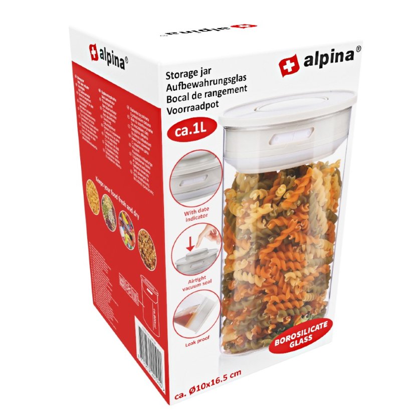 Borcan de sticla alb 16,5 cm