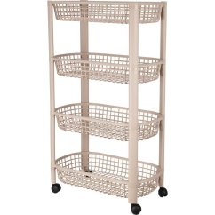 Cărucior de bucătărie cu 4 niveluri, 79 cm, bej