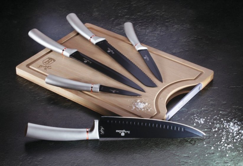 Sada nožů s nepřilnavým povrchem + prkénko 6 ks Moonlight Edition