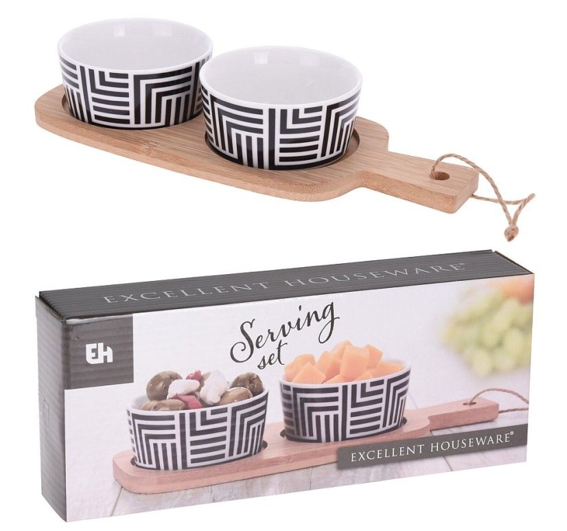 Boluri de servire cu tavă set de 3 buc