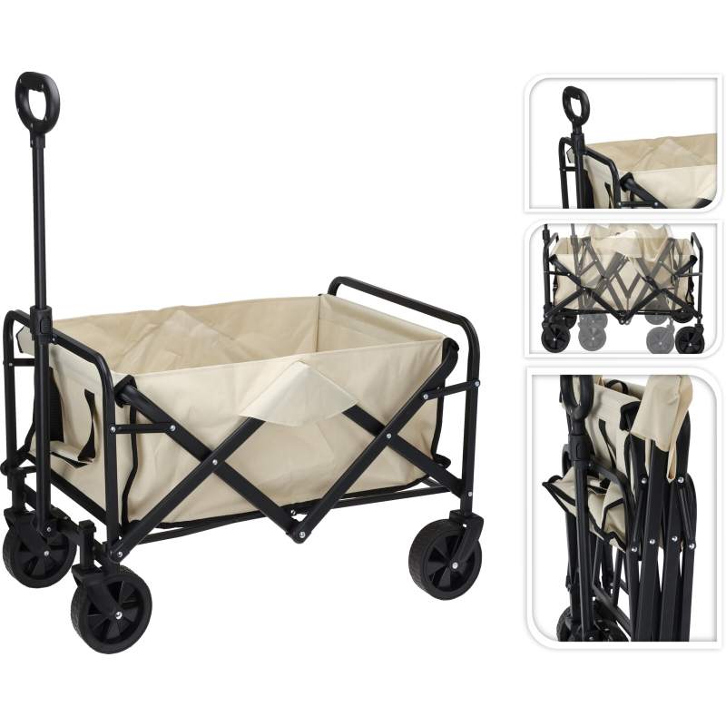 Cărucior de plajă pliabil 75 cm alb