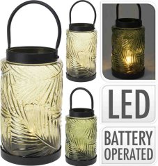 Lucerna stojící s LED žárovkou skleněná 26 cm žlutá Lucerna stojící s LED žárovkou skleněná 26 cm žlutá