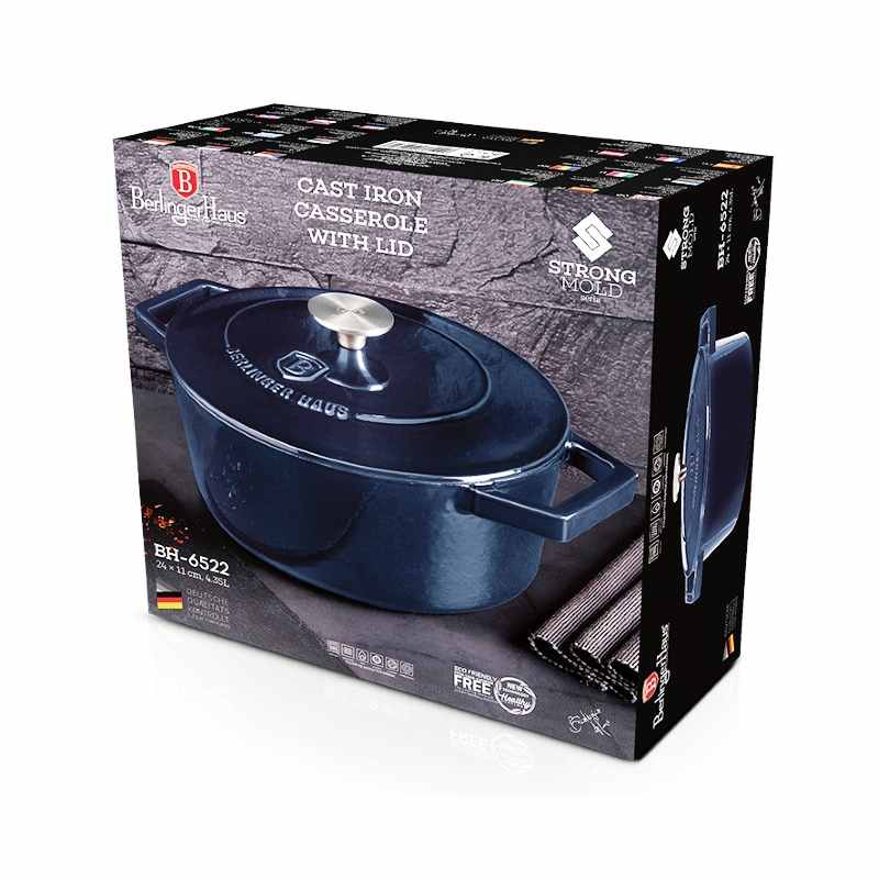 Pekáč litinový s poklicí 24 cm Aquamarine Metallic Line