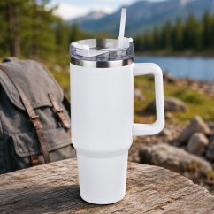 Cană termos din oțel inoxidabil cu pereți dubli, 1,2 l, albă
