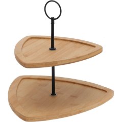 Etažér drevený 2 poschodia trojuholník 23,5 cm