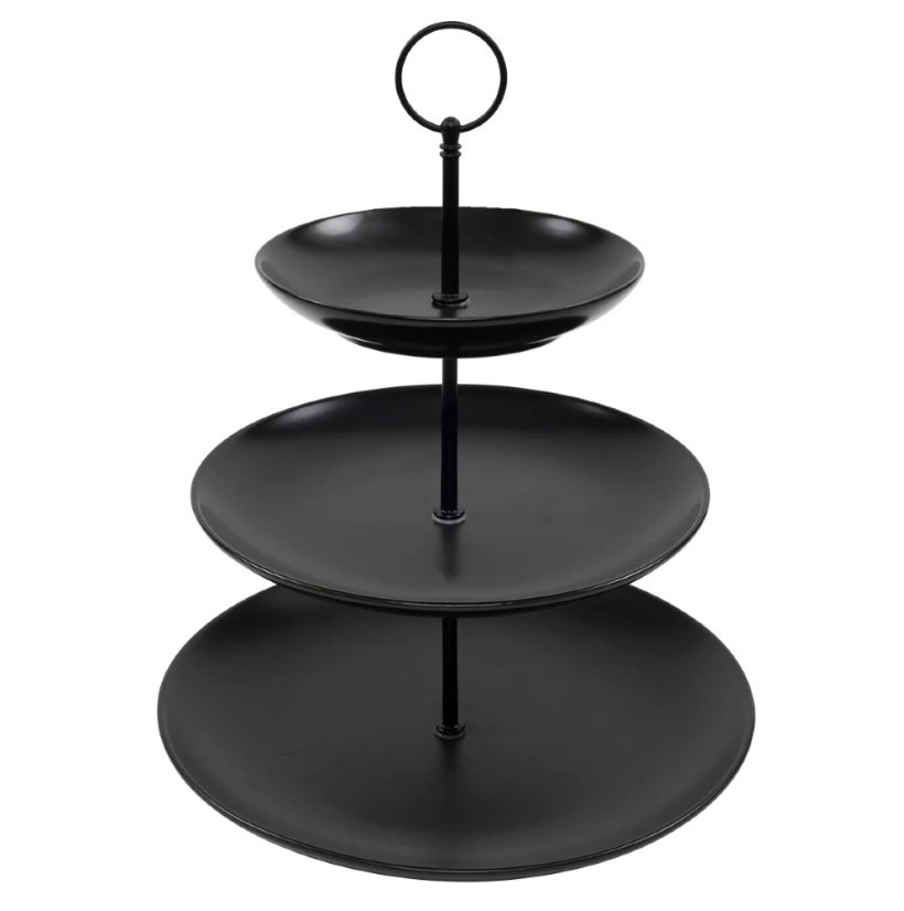 Etažér třípatrový porcelánový 26x34 cm černá