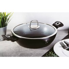 Pánev WOK s poklicí a mramorovým povrchem 30 cm Black Silver Collection