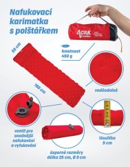 Karimatka Acra L48-CRV nafukovací, červená