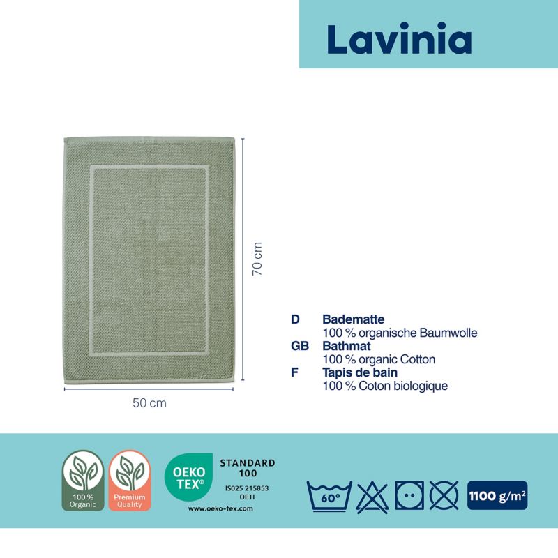 Koupelnová předložka LAVINIA 100% biobavlna světle šedá 50x70 cm