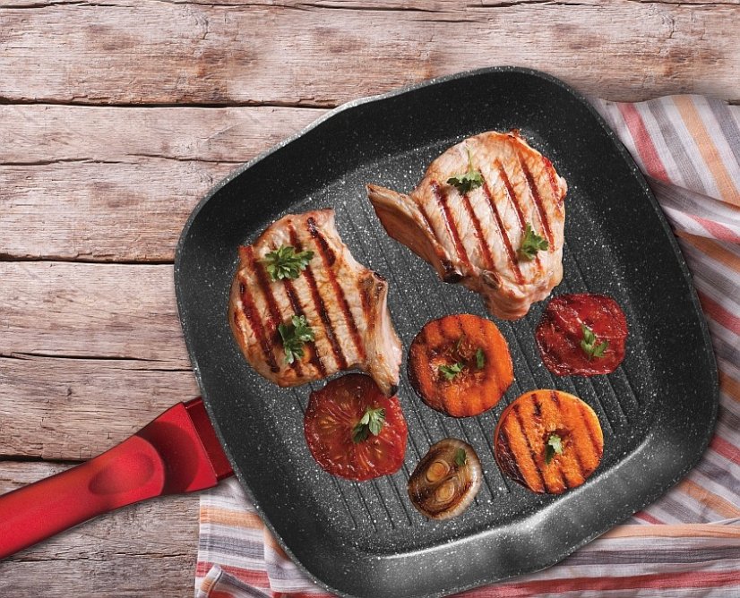 Sada nádobí s mramorovým povrchem 11 ks Burgundy Metallic Line