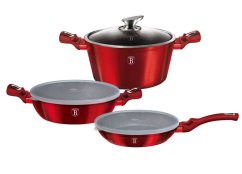 Sada nádobí s mramorovým povrchem 6 ks Burgundy Metallic Line