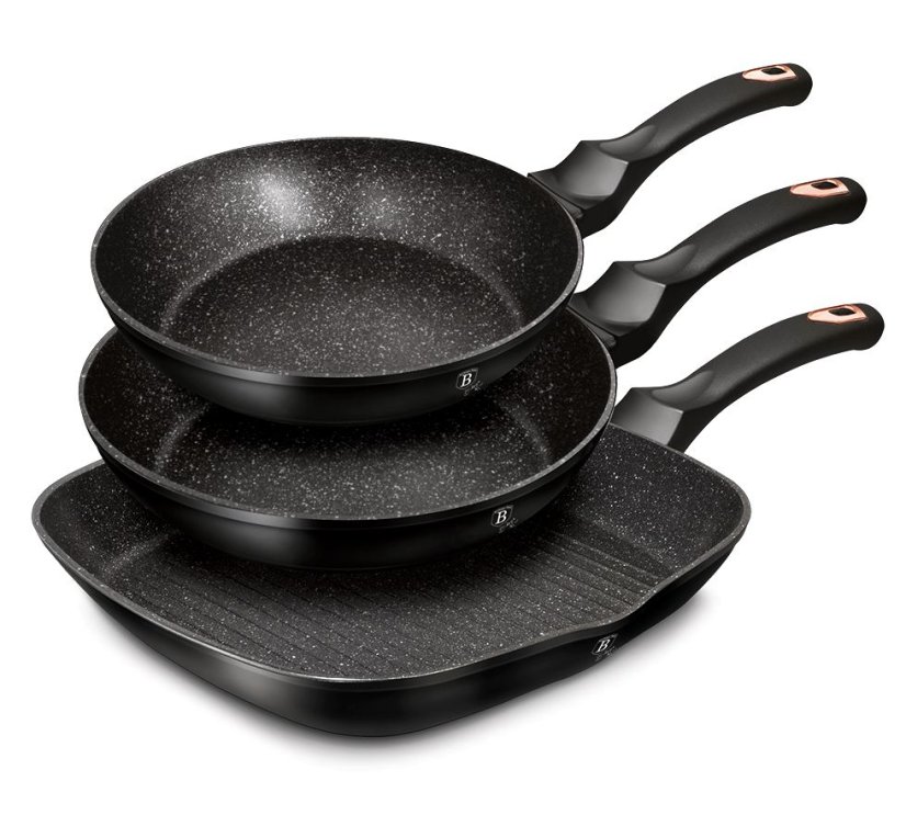 Sada pánví s mramorovým povrchem 3 ks Black Rose Collection