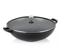 Wok litinový s poklicí CALIDO 36 cm černá