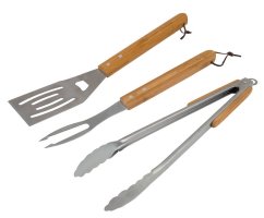 Grilovací nářadí nerez / dřevo Universal Utensil Kit sada 3 ks