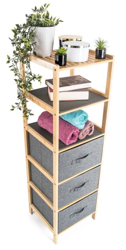 Bambusový regál G21 s 5 košíky