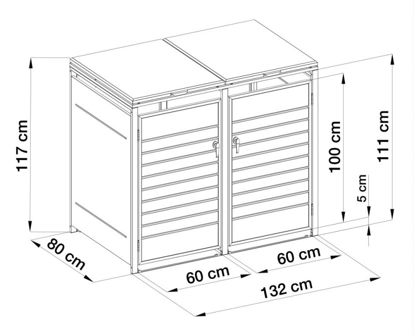 Adăpost pentru pubele G21 132x117x80 cm, culoare antracit cu decor imitație de lemn